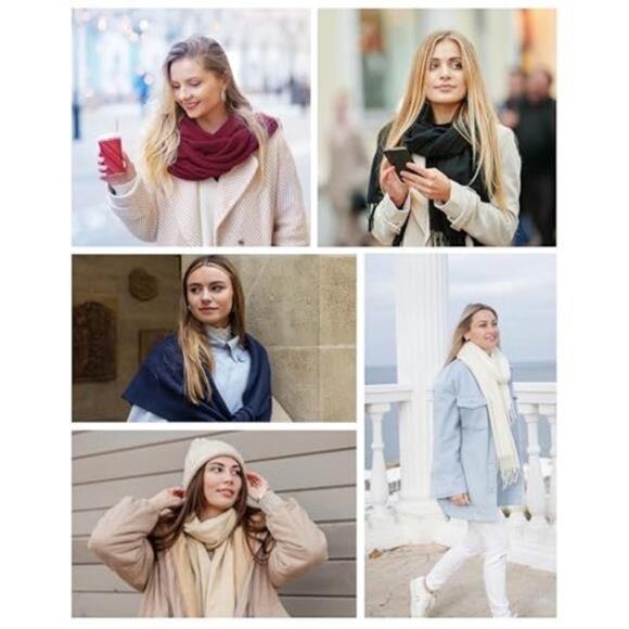 Winter Scarf for Women Soft Wool Cashmere Shawl Wrap Warm Large Cold Weather - Picture 7 of 7